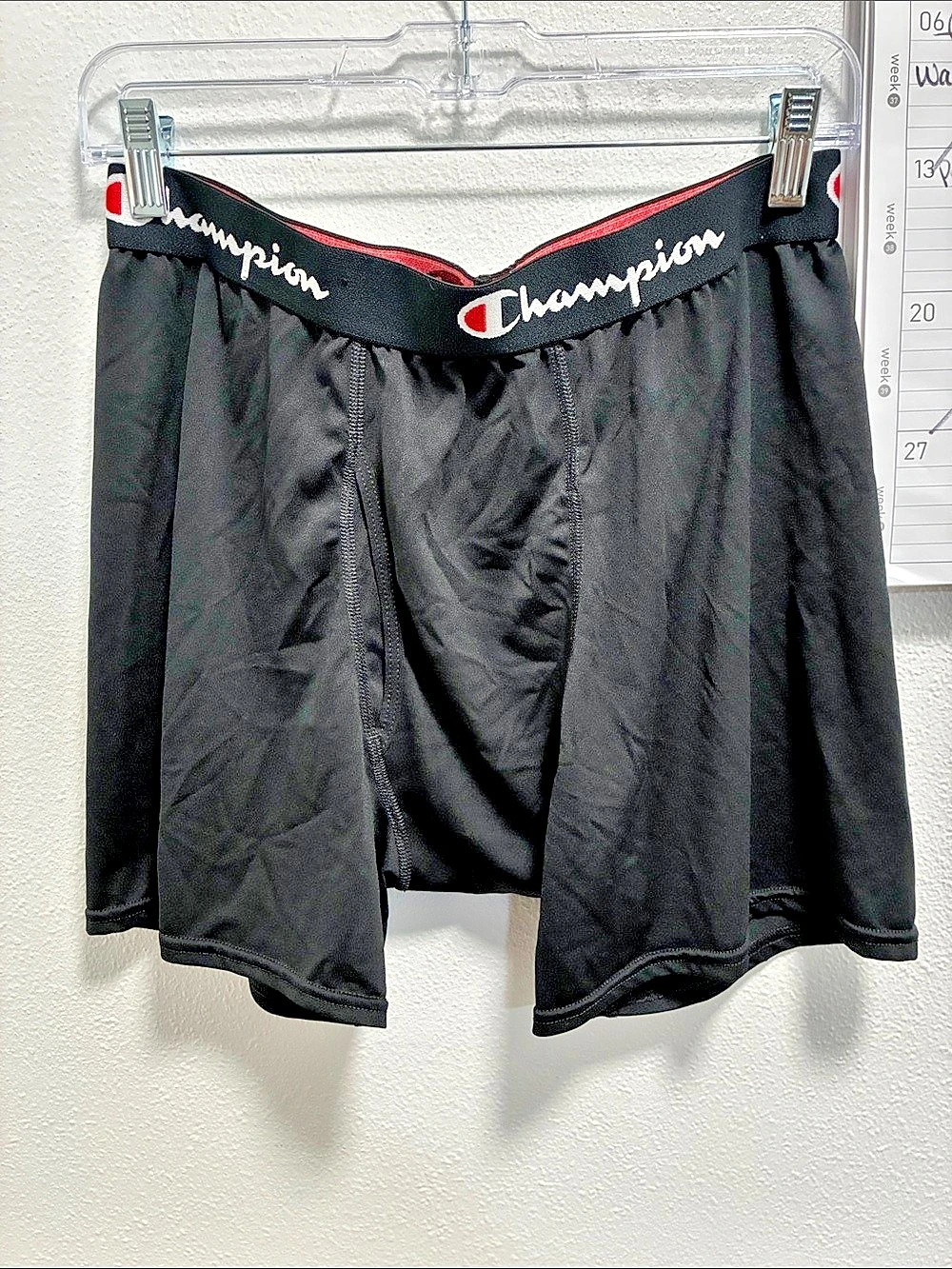 Champion Men's Performance Boxer Brief Athletic Shorts in Black